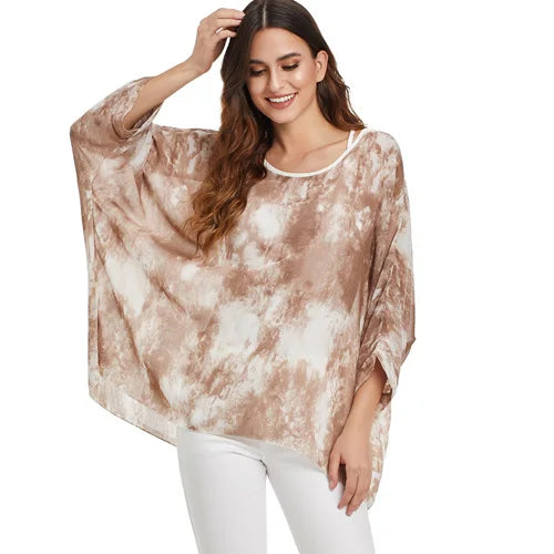 BHflutter Plus Size Blouse Shirt Women Fashion Vintage Black Chiffon Blouses Ladies Batwing Casual Summer Tops Tunics ropa mujer