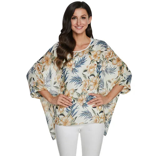 BHflutter Plus Size Blouse Shirt Women Fashion Vintage Black Chiffon Blouses Ladies Batwing Casual Summer Tops Tunics ropa mujer