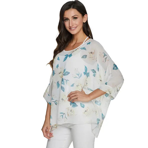 BHflutter Plus Size Blouse Shirt Women Fashion Vintage Black Chiffon Blouses Ladies Batwing Casual Summer Tops Tunics ropa mujer