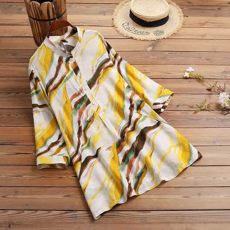 ZANZEA Women Autumn Floral Printed Blouse 2025 Bohemian 3/4 Sleeve Holiday Shirt Chemise Female Casual Party Blusas Tunic Tops