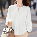 ZANZEA Woman Elegant Pintuck Details White Blouses Lace-Up V-Neck Long Sleeve Tops Spring Summer Casual Loose Blusas de Mujer