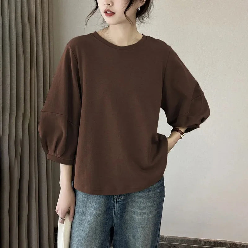Women's Casual Retro Round Neck Women's Clothing Office Lady Fashion New Arrival Trendy Comfortable