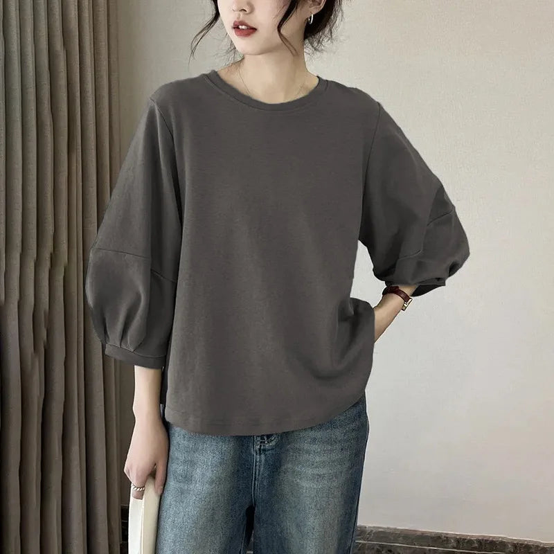 Women's Casual Retro Round Neck Women's Clothing Office Lady Fashion New Arrival Trendy Comfortable