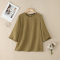ZANZEA Summer Blouse Trend 2026 Women Office Shirt Elegant 3/4 Petal Sleeve Work Blouses Casual O Neck Solid Loose Tops Oversize